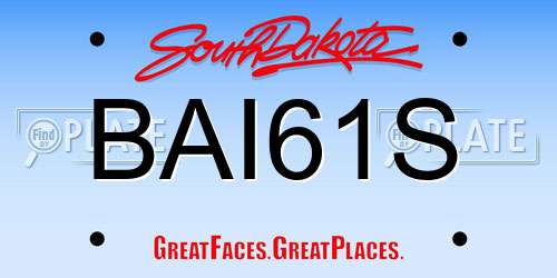 BAI61S South Dakota License Plate