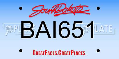 BAI651 South Dakota License Plate