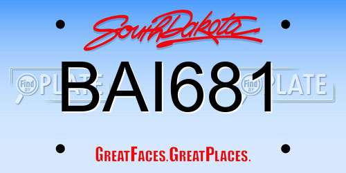 BAI681 South Dakota License Plate