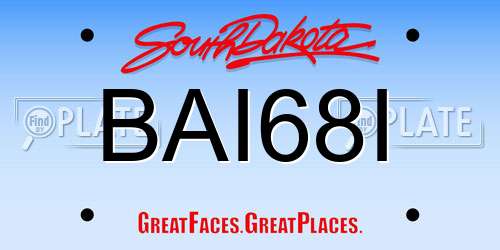 BAI68I South Dakota License Plate