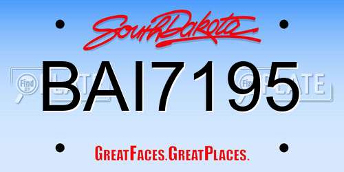 BAI7195 South Dakota License Plate