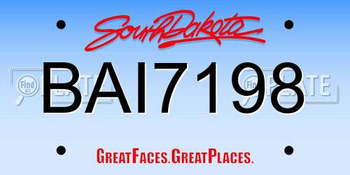 BAI7198 South Dakota License Plate