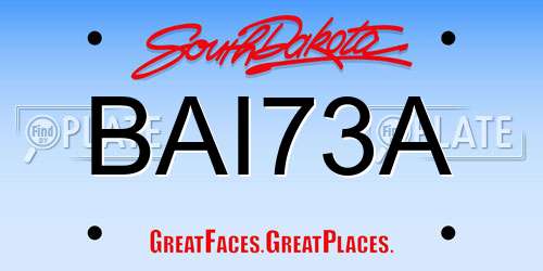 BAI73A South Dakota License Plate