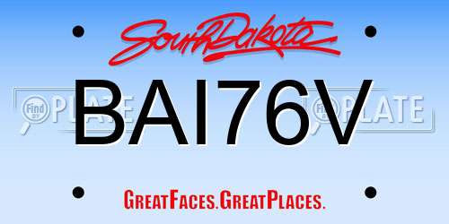 BAI76V South Dakota License Plate