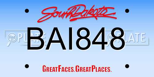 BAI848 South Dakota License Plate