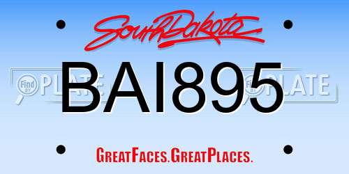 BAI895 South Dakota License Plate