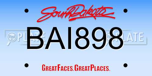 BAI898 South Dakota License Plate