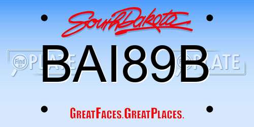 BAI89B South Dakota License Plate