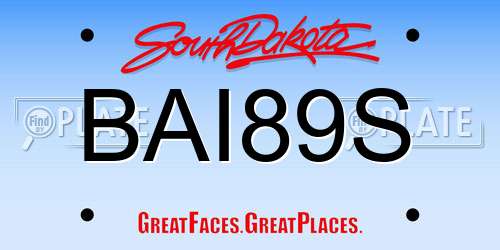 BAI89S South Dakota License Plate
