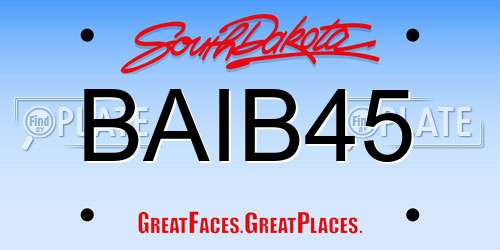BAIB45 South Dakota License Plate