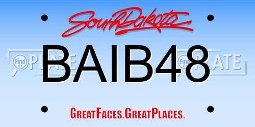 BAIB48 South Dakota License Plate