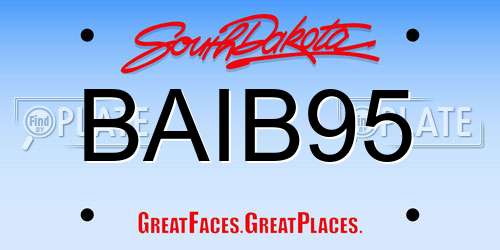 BAIB95 South Dakota License Plate