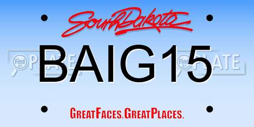BAIG15 South Dakota License Plate