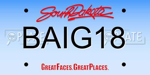 BAIG18 South Dakota License Plate