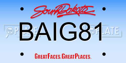 BAIG81 South Dakota License Plate