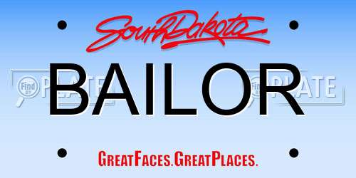 BAILOR South Dakota License Plate