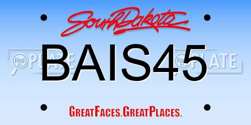 BAIS45 South Dakota License Plate