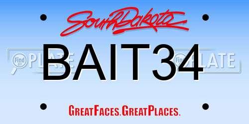 BAIT34 South Dakota License Plate