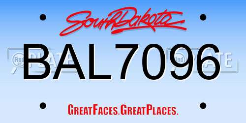 BAL7096 South Dakota License Plate