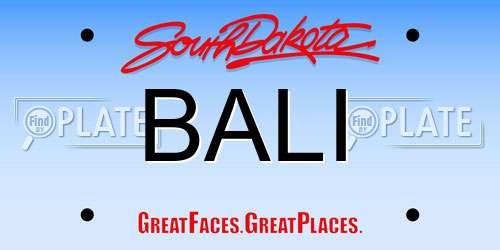 BALI South Dakota License Plate