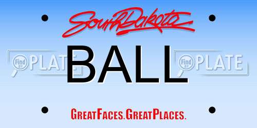 BALL South Dakota License Plate
