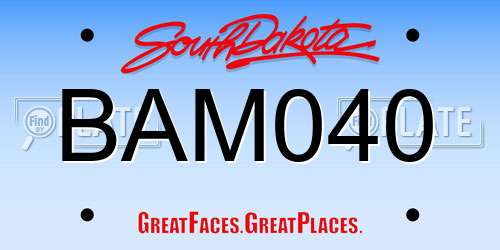 BAM040 South Dakota License Plate