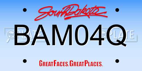 BAM04Q South Dakota License Plate