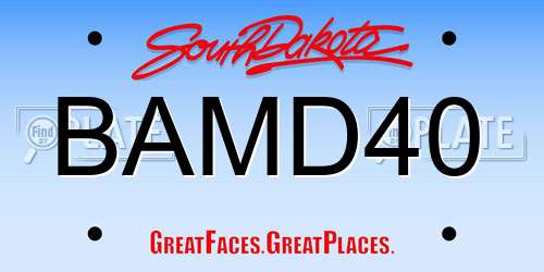 BAMD40 South Dakota License Plate