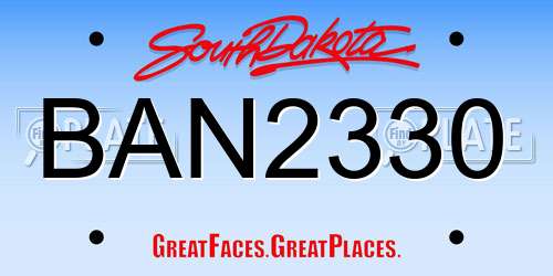 BAN2330 South Dakota License Plate