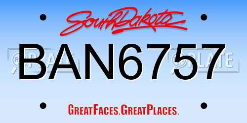 BAN6757 South Dakota License Plate