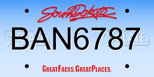 BAN6787 South Dakota License Plate