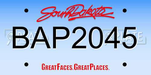 BAP2045 South Dakota License Plate