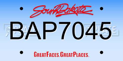 BAP7045 South Dakota License Plate