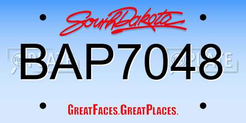 BAP7048 South Dakota License Plate