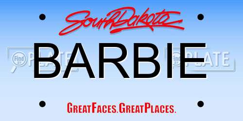 BARBIE South Dakota License Plate