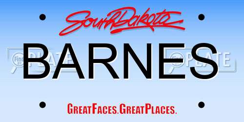 BARNES South Dakota License Plate