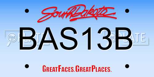 BAS13B South Dakota License Plate