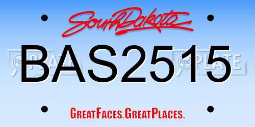 BAS2515 South Dakota License Plate