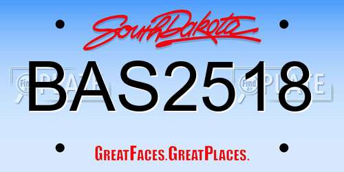 BAS2518 South Dakota License Plate