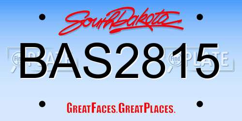 BAS2815 South Dakota License Plate