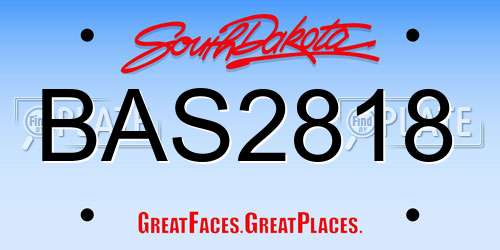 BAS2818 South Dakota License Plate