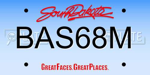 BAS68M South Dakota License Plate