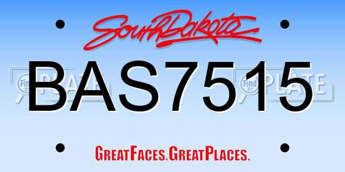 BAS7515 South Dakota License Plate