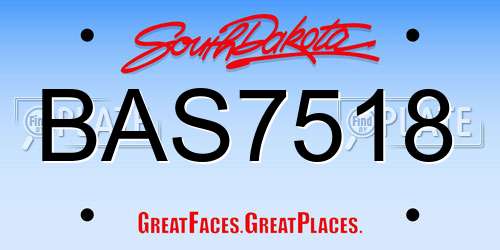 BAS7518 South Dakota License Plate