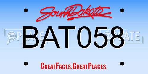 BAT058 South Dakota License Plate