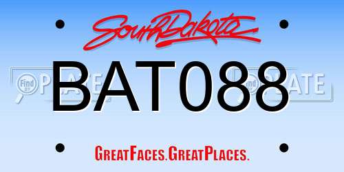 BAT088 South Dakota License Plate
