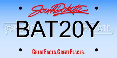 BAT20Y South Dakota License Plate