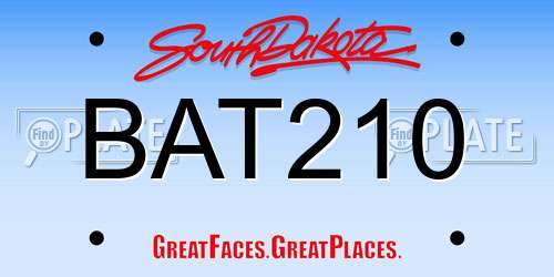 BAT210 South Dakota License Plate