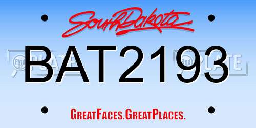 BAT2193 South Dakota License Plate
