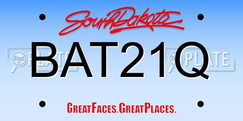 BAT21Q South Dakota License Plate